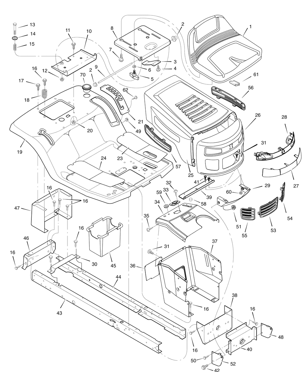 Chassis And Hood Diagram and Parts List for 7800295-405012X108 2008 Briggs and Stratton Lawn Tractor